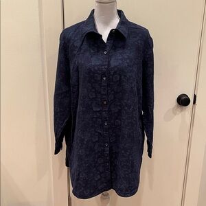 Navy Blue Women's Button Down Top